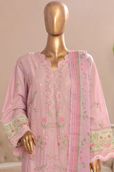 Bin Saeed Stitched 3 Piece Plain Cotton with Emb Trouser Collection'2025-SMPC-1970-Pink